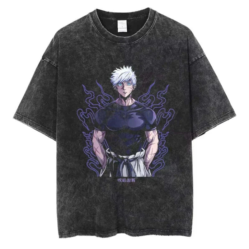 Ryomen Sukuna Washed T-Shirt: Harajuku Oversized Anime Tee (ONLINE ORDER ONLY)