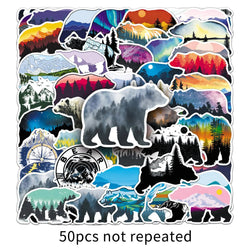 10/30/50PCS Grizzly Bear Cartoon Stickers Silhouette Graffiti DIY Scrapbook Fridge Luggage Laptop Phone Guitar Decals Decoration (ONLINE ORDER ONLY)