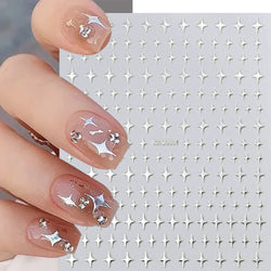 1Sheet Laser Star Nail Stickers 3D Metallic Mirror Gold/Silver Irregular Star Manicure Decals Y2K Self Adhesive Nails Decoration (ONLINE ORDER ONLY)