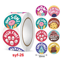 Smile Face Sticker Kids Reward Sticker Yellow Dots Labels Happy Animal  Sticker Kids Toys School Teacher Student Stationery (ONLINE ORDER ONLY)