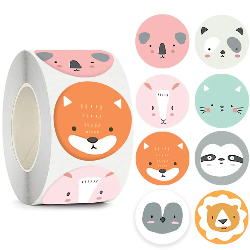100-500pcs Cute Sticker for Kids Animals Face Reward Sticker for Classroom Teacher Supplies Motivational Scrapbooking (ONLINE ORDER ONLY)