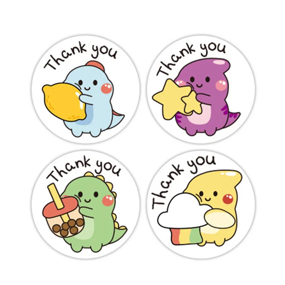 50-300pcs 1 Inch Thank You Stickers Cartoon Dinosaur Labels for Packaging Baking Labels Gifts Seal Decor Children's Stickers (Online Order Only)