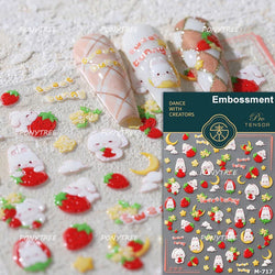 Strawberry Retro Lace Border  Flower Lovely Fruit Pearl Pendant Leaves Self Adhesive Nail Art Stickers Manicure Decal Wholesale (Online Order Only)