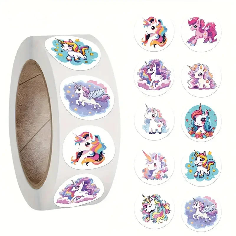 100-500pcs Cartoon Animal Unicorn Stickers Kindergarten Children's Reward Sticker Gift Decorative Decals Kids Encourage Label (Online Order Only)