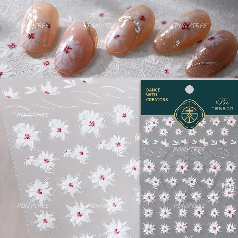 Pretty White Butterfly Flower Wreath Love Heart Crown Corsage Corolla Garland Delicate Adhesive Nail Art Sticker Manicure Decals (ONLINE ORDER ONLY)