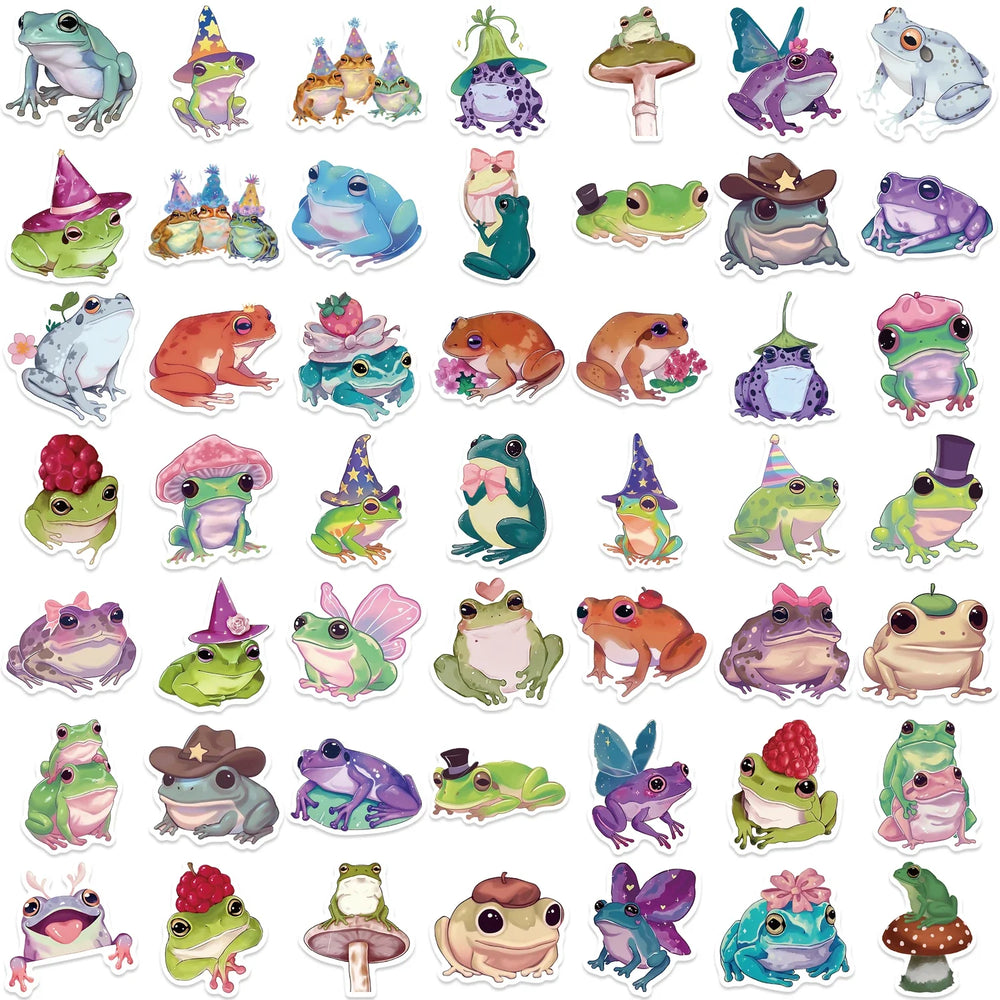 50PCS Cute Silly Frog Stickers Skateboard Waterproof Scrapbook Decal Cartoon Laptop Cartoon Notebook Luggage Graffiti Sticker ﻿ (ONLINE ORDER ONLY)