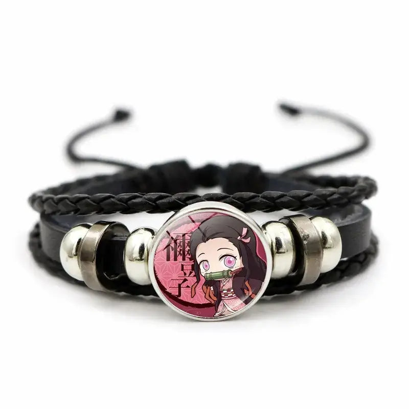 Demon Slayer Bracelet: Tanjiro & Nezuko Leather Charm (ONLINE ORDER ONLY)