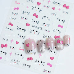 Lovely Cartoon Halo Dyeing Cat Bowkbot Paw Kitten Star Love Charming Self Adhesive Nail Art Sticker Cute Animals Manicure Decal (ONLINE ORDER ONLY)