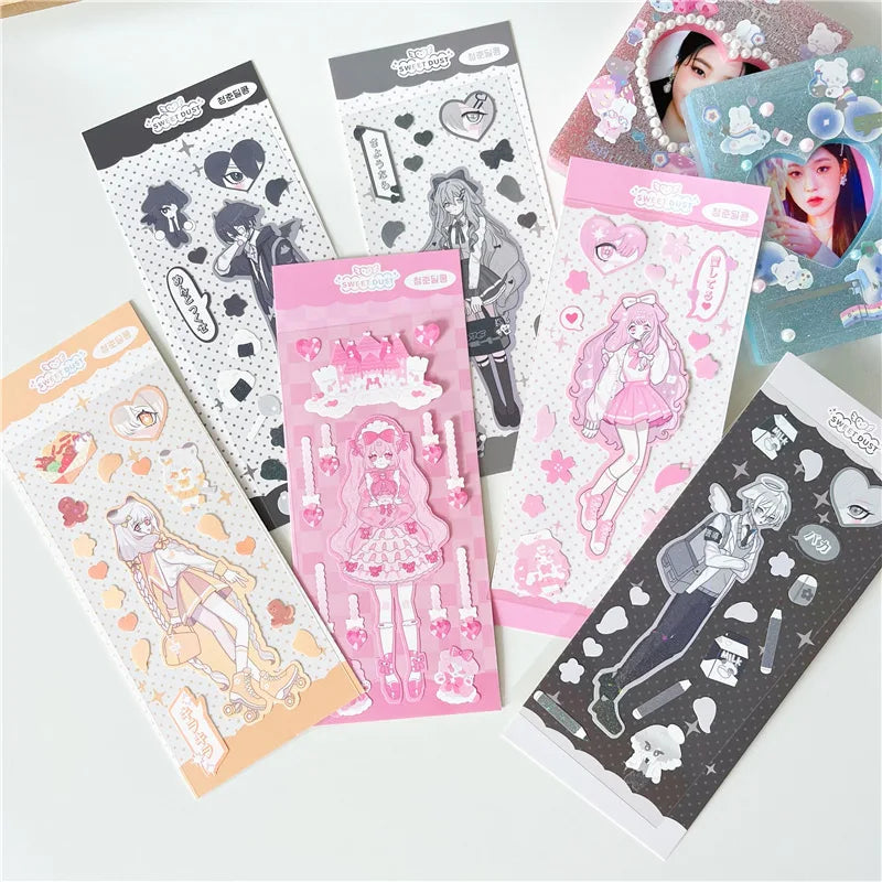 Korean Ins Cute Comics School Girl Boy Stickers Diary Scrapbooking DIY Album Decoration Sticker Personalized Kawaii Stationery (ONLINE ORDER ONLY)