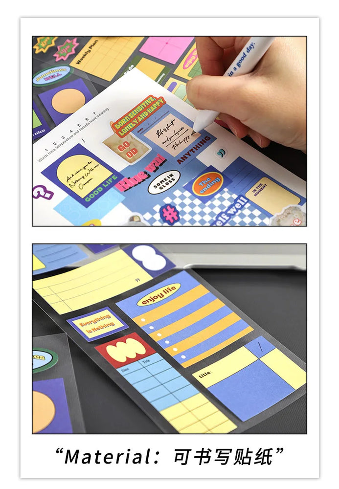 6pcs/lot Inspiration Records Series Writable Sticker Diary Scrapbooking Collage Sticky Note Decoration Sticker Kawaii Stationery (Online Order Only)