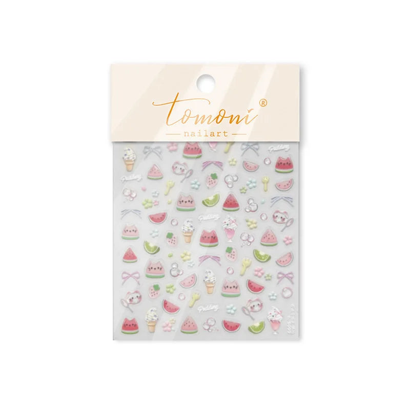 Summer Beach Bikini Watermelon Strawberry Ice Cream Soda Coconut Tree Fan Juice Crab Nail Art Decoration Stickers Manicure Decal (ONLINE ORDER ONLY)
