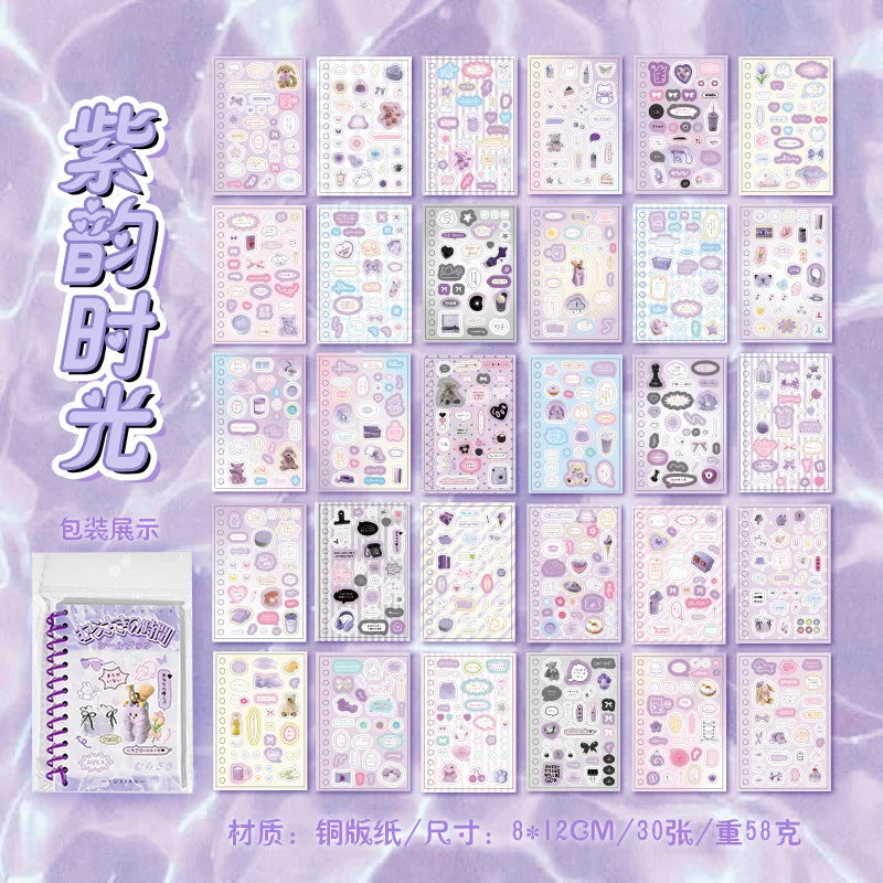 30sheets/piece Korean Ins Cute Collage Material Decorative Sticker Book Laptop Kpop Scrapbook Journal Kawaii Stickers Kids Gift (ONLINE ORDER ONLY)