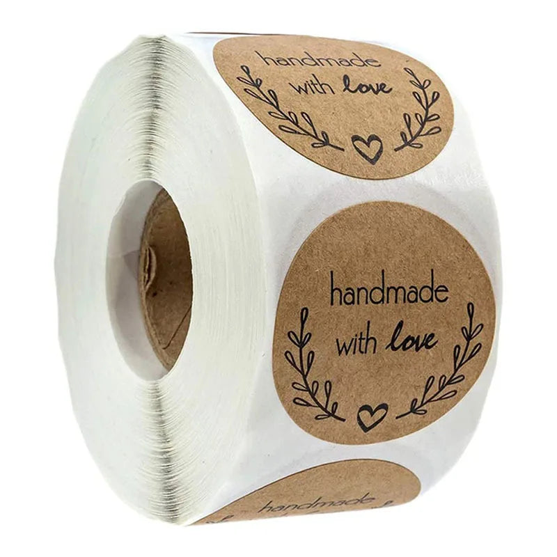 500pcs Vintage Kraft Paper Stickers Scrapbook Gift Stationery Label Stickers Handmade With Love Thank You For The Stickers (ONLINE ORDER ONLY)