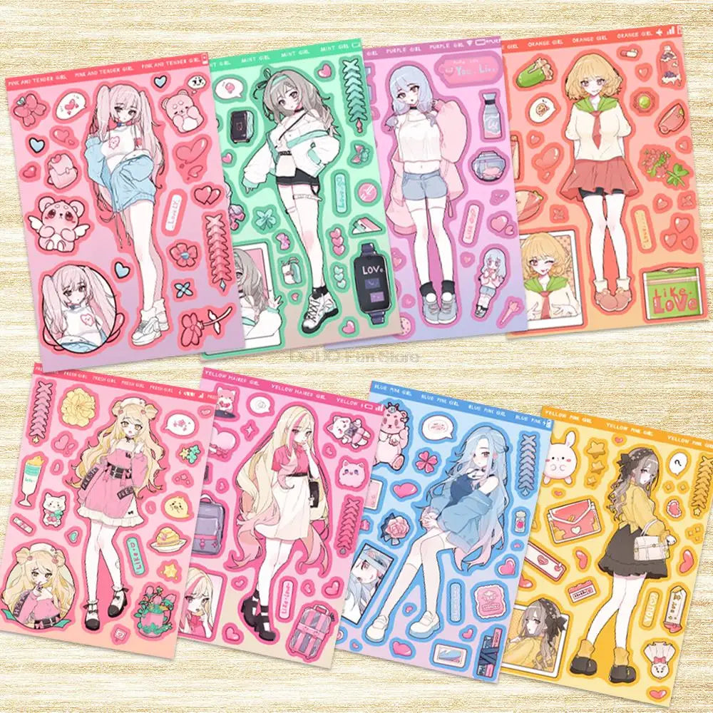 8PCS Cute Cartoon Sticker Set for DIY Scrapbook, Notebook, Laptop Decoration (ONLINE ORDER ONLY)