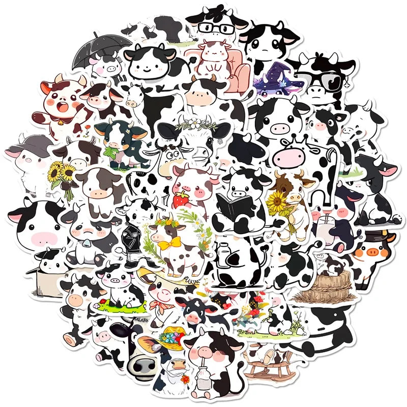 10/30/50PCS Cute Cow PVC Sticker Aesthetic DIY Children's Decoration Scrapbooking Korean Stationery School Supplies for Kids (ONLINE ORDER ONLY)