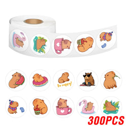 100-500pcs Cute Plump Capybara Cartoon Brown Animals Stickers DIY Scrapbook Phone Reward Seal Label Wall Sticker Kid Toy (Online Order Only)