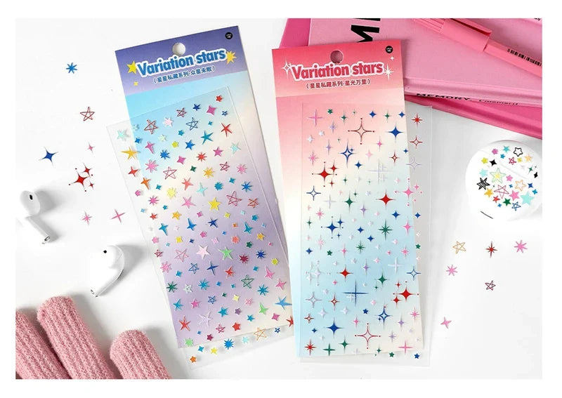 1Pc New Cute Star Resin Stickers Idol Card Deco Scrapbook DIY Material Girls Nails Decoration Stationery Stickers (ONLINE ORDER ONLY)