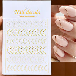 1Pc Laser Silver Gold Lines Stripe Nail Sticker Metal Strip Luxury Nails Slider Self Adhesive Slider Papers Transfer Stickers *& (Online Order Only)