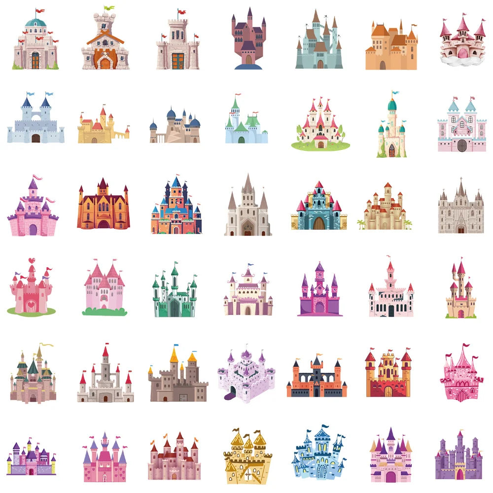 10/40pcs Fairy Tale Castle Stickers For Notebooks Stationery Computer Kscraft Pink Sticker Scrapbooking Material Craft Supplies (ONLINE ORDER ONLY)