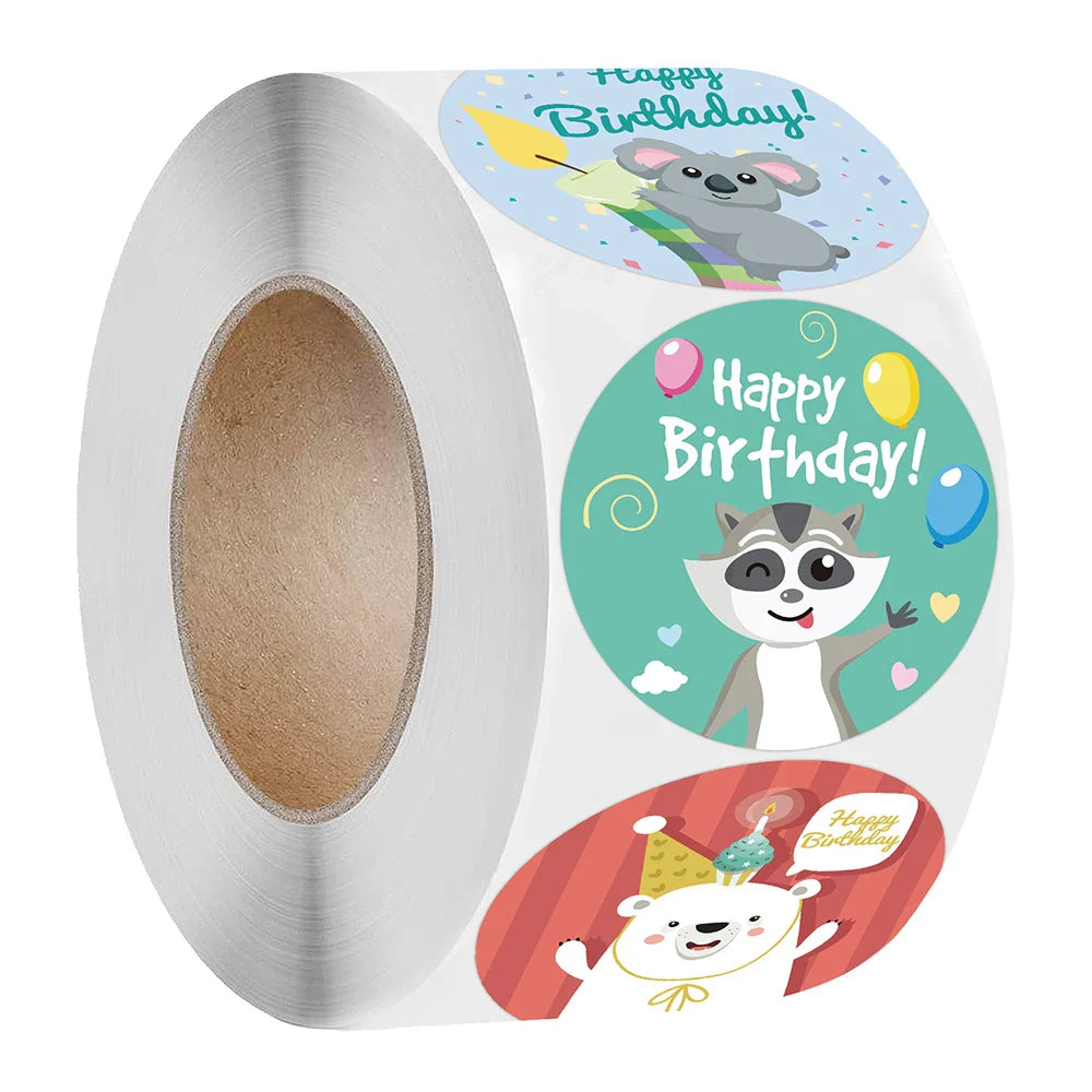 100-500pcs Cute Happy Birthday Stickers Children's Birthday Party Gift Sealing Decorations Greeting Card Labels (ONLINE ORDER ONLY)