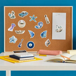 10/30/50PCS Silver Blue Sea PVC Sticker Aesthetic Decoration Scrapbooking Korean Stationery Hand Accounting Supplies for Kids (ONLINE ORDER ONLY)