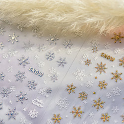 Shiny Pink Silver Hot Stamping Snow Adhesive Nail Art Sticker Snowflake Rhinestone Manicure Decal Nail Supplies for Professional (Online Order Only)