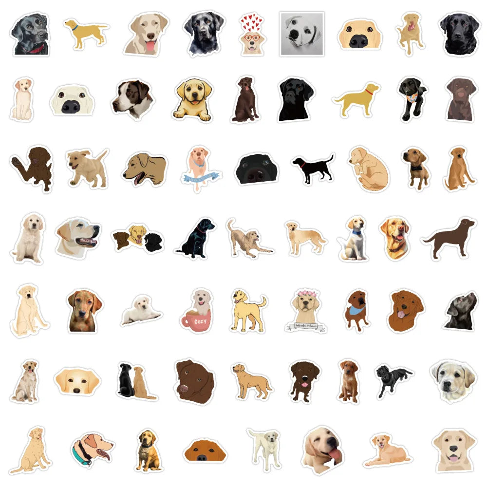 10/30/60PCS Cartoon Animal Labrador Stickers Cute Dog Decals For Skateboard Suitcase Fridge Guitar Bike Phone Car DIY Toys Gift (ONLINE ORDER ONLY)