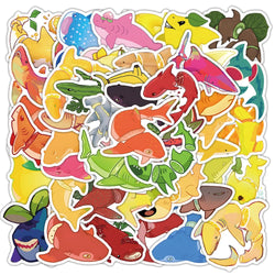 10/30/54PCS Fruit Graffiti Stickers Funny Shark Cartoon Decals Kids Toys Luggage Laptop Phone Guitar Car Decoration Food Sticker (ONLINE ORDER ONLY)