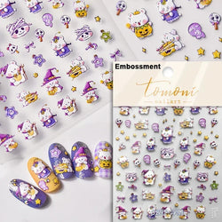 Gothic Dark Spider Butterfly Cross Flame Wings Halloween Horror Rose Flower Rabbit Pumpkin Bear Nail Art Stickers Manicure Decal (ONLINE ORDER ONLY)