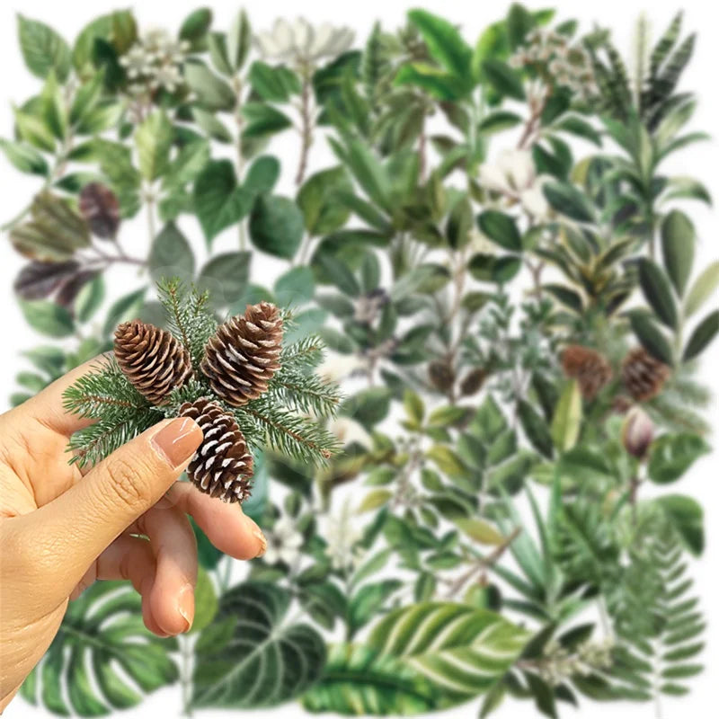 50PCS Kawaii Green Leaves PET Sticker Aesthetic Decoration Scrapbooking Stationery DIY Hand Accounting Supplies for Kids (ONLINE ORDER ONLY)