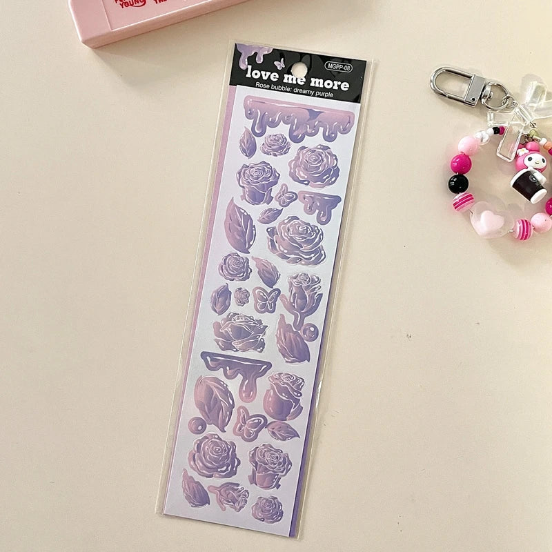 8Pcs/lot Korean ins Butterfly Rose Sticker Diary Scrapbooking DIY Album Decoration Sticker Aesthetic Stationery Art Supplies (ONLINE ORDER ONLY)