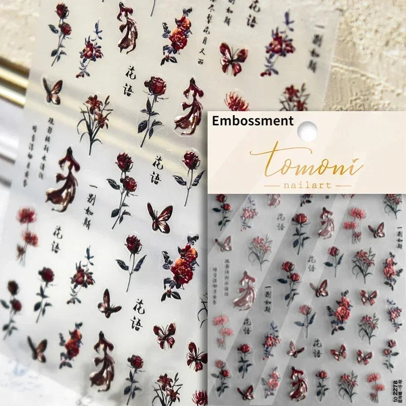 Cat Eye Halloween Terror Spider Cross Rose Love Heart Flower Snake Web Candy Bunny Thrilling Nail Art Stickers Manicure Decals (Online Order Only)