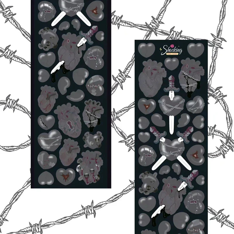 Korean Ins Dark Skull Love Key Chain Sticker Scrapbooking Photo Frame Handmade Stationery Decorative Kawaii Stickers Art Supply (ONLINE ORDER ONLY)