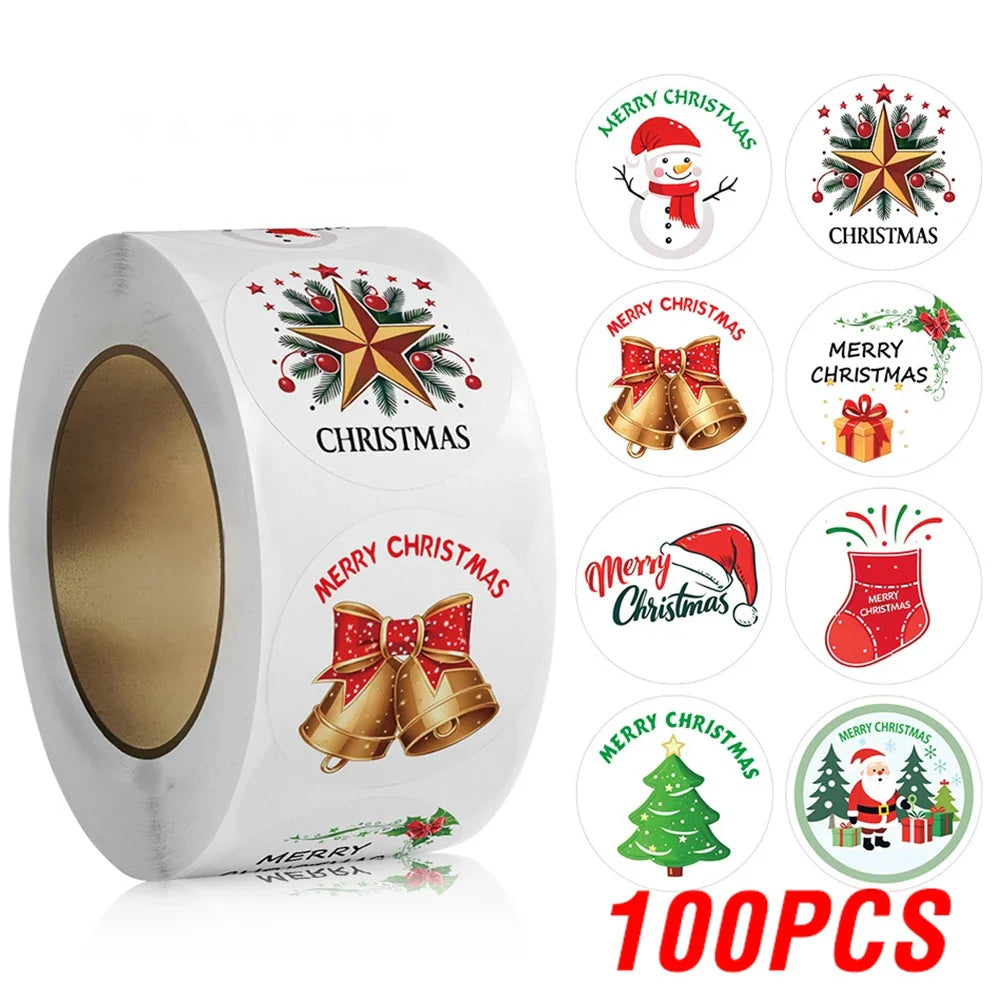 100-500pcs Merry Christmas Stickers 1Inch Round Christmas Seal Labels Stickers For Handmade Sticker Card Box Package Labels (Online Order Only)