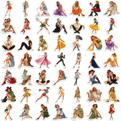 60pcs Retro Girl Sticker Collection Vintage Beauty Stickers Waterproof Vinyl Decals for Laptop Water Bottle Car Motorcycle﻿ (ONLINE ORDER ONLY)