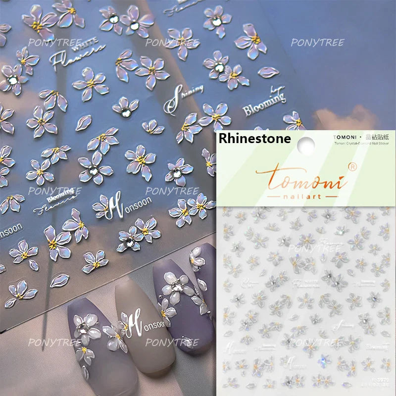Embossed Flower Pink Butterfly Lucky Peach Blossom Chic Spring Petal 5D Soft Relief Adhesive Nail Art Stickers Manicure Decals (Online Order Only)