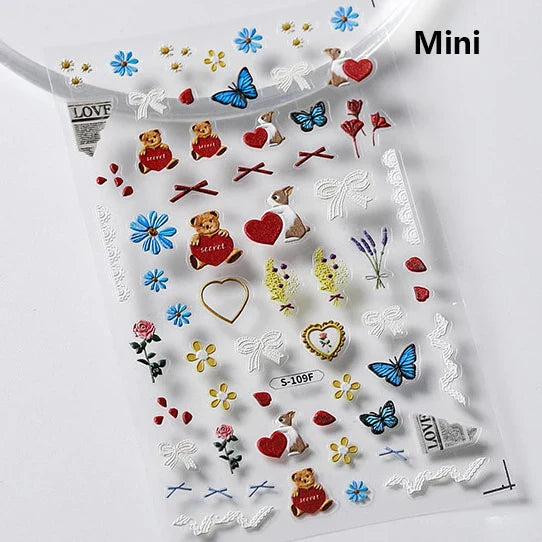 Bowknot Bear Cake Chocolates Food Star Cherry Apple Cook Love Heart Adhesive Nail Art Sticker Rhinestone Reliefs Manicure Decal (ONLINE ORDER ONLY)