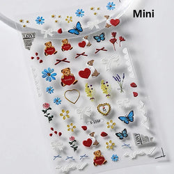 Bowknot Bear Cake Chocolates Food Star Cherry Apple Cook Love Heart Adhesive Nail Art Sticker Rhinestone Reliefs Manicure Decal (ONLINE ORDER ONLY)