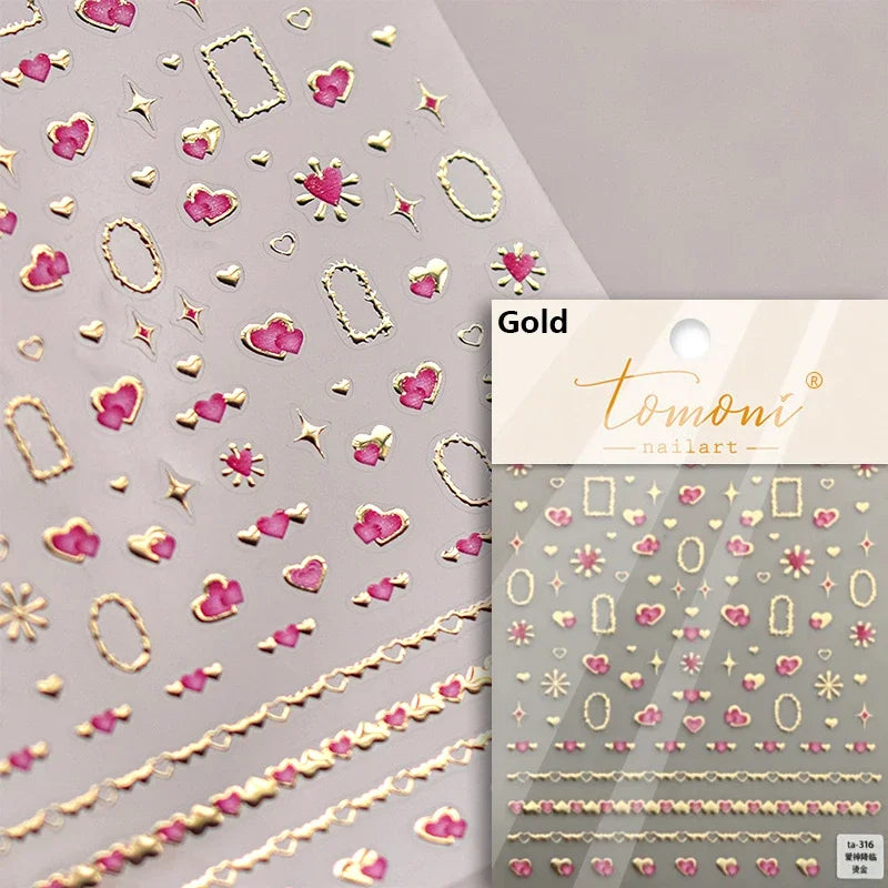 French Style Geometric Black White Square Grid Rhombus Stripe 3D Self Adhesive Nail Art Stickers Shiny Rhinestone Manicure Decal (ONLINE ORDER ONLY)