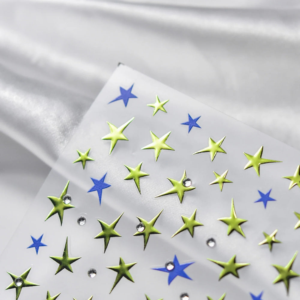 Colorful Rhinestone Laser Star Bronzing Gold Silver Pearl 5D Relief Self Adhesive Nail Art Decoration Sticker 3D Manicure Decals (ONLINE ORDER ONLY)