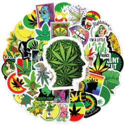 10/30/50/100PCS Funny Characters Leaves Weed Smoking Stickers Cool Waterproof Graffiti Decal For Skateboard Phone Motorcycle Car (ONLINE ORDER ONLY)