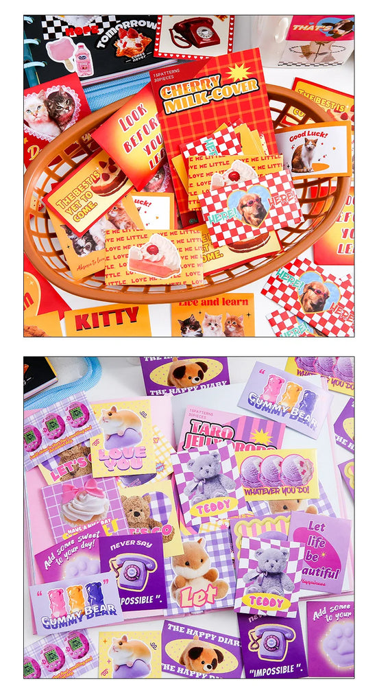 30pcs/lot Sweet Pictorial Series Scrapbooking Stickers Korean ins Hand Account Journal Collage Deco Material Stationery Sticker (ONLINE ORDER ONLY)