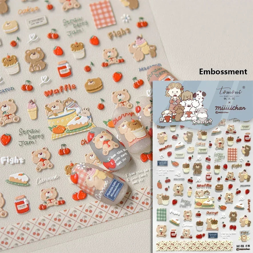 Cookies Chocolate Love Heart Flower Bowknot Rabbit Bunny Lace Bear Star Bouquet Rabbit Adhesive Nail Art Sticker Manicure Decal (ONLINE ORDER ONLY)