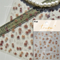 Watercolor Style Colourful Rose Flower Embossment Romantic Garden 5D Self Adhesive Nail Art Decoration Stickers Manicure Decals (ONLINE ORDER ONLY)