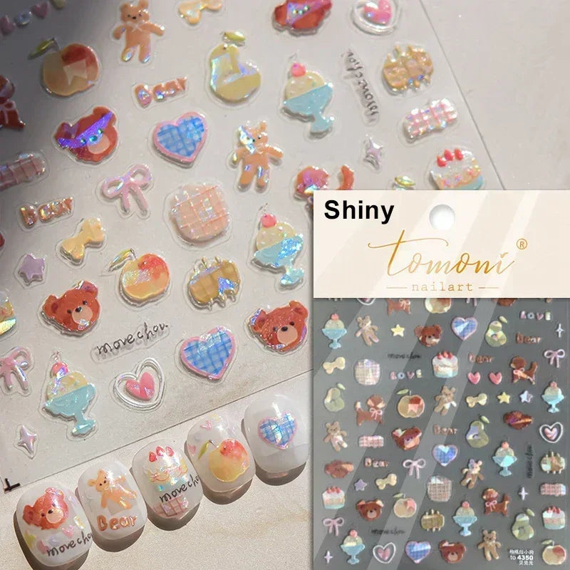 Cookies Chocolate Love Heart Flower Bowknot Rabbit Bunny Lace Bear Star Bouquet Rabbit Adhesive Nail Art Sticker Manicure Decal (ONLINE ORDER ONLY)