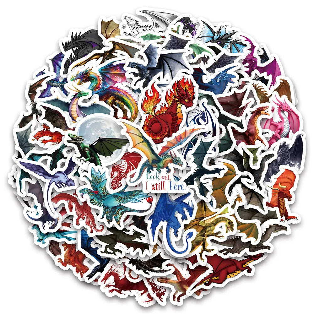 10/30/60PCS Ferocity Dragon Cartoon Stickers Cool Graffiti Decals DIY Laptop Guitar Bike Skateboard Fridge Waterproof Artwork (ONLINE ORDER ONLY)