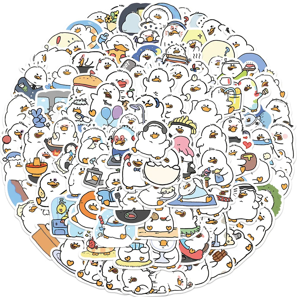 100PCS Cute Simple Duck Sticker For Aesthetic Children's Stationery School Supplies Decoration Scrapbooking for Kids (ONLINE ORDER ONLY)