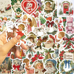 56Pcs Romantic Christmas Stickers Crafts Scrapbooking Book Label Decorative Christmas Tree Sticker DIY Stationery Notebook (ONLINE ORDER ONLY)