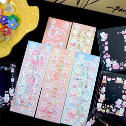 1pcs Cute Rabbit Laser Stickers Art Decorative Material Label Hand Account DIY Album Scrapbooking Sticker Kawaii Stationery (Online Order Only)