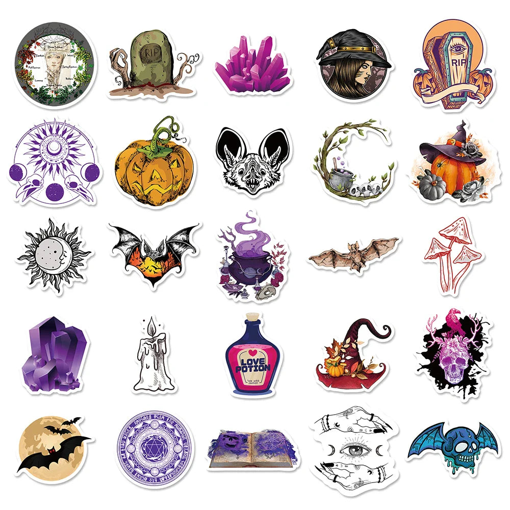10/30/50ps Cool Gothic Magician Apothecary Sticker Packs (Online Order Only)